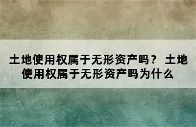 土地使用权属于无形资产吗？ 土地使用权属于无形资产吗为什么